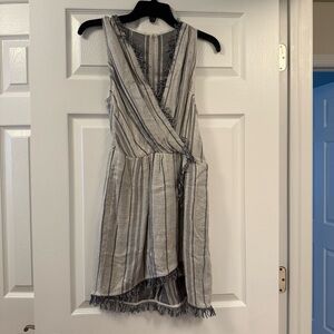 TJD Blue Grey Wrap Mini Dress